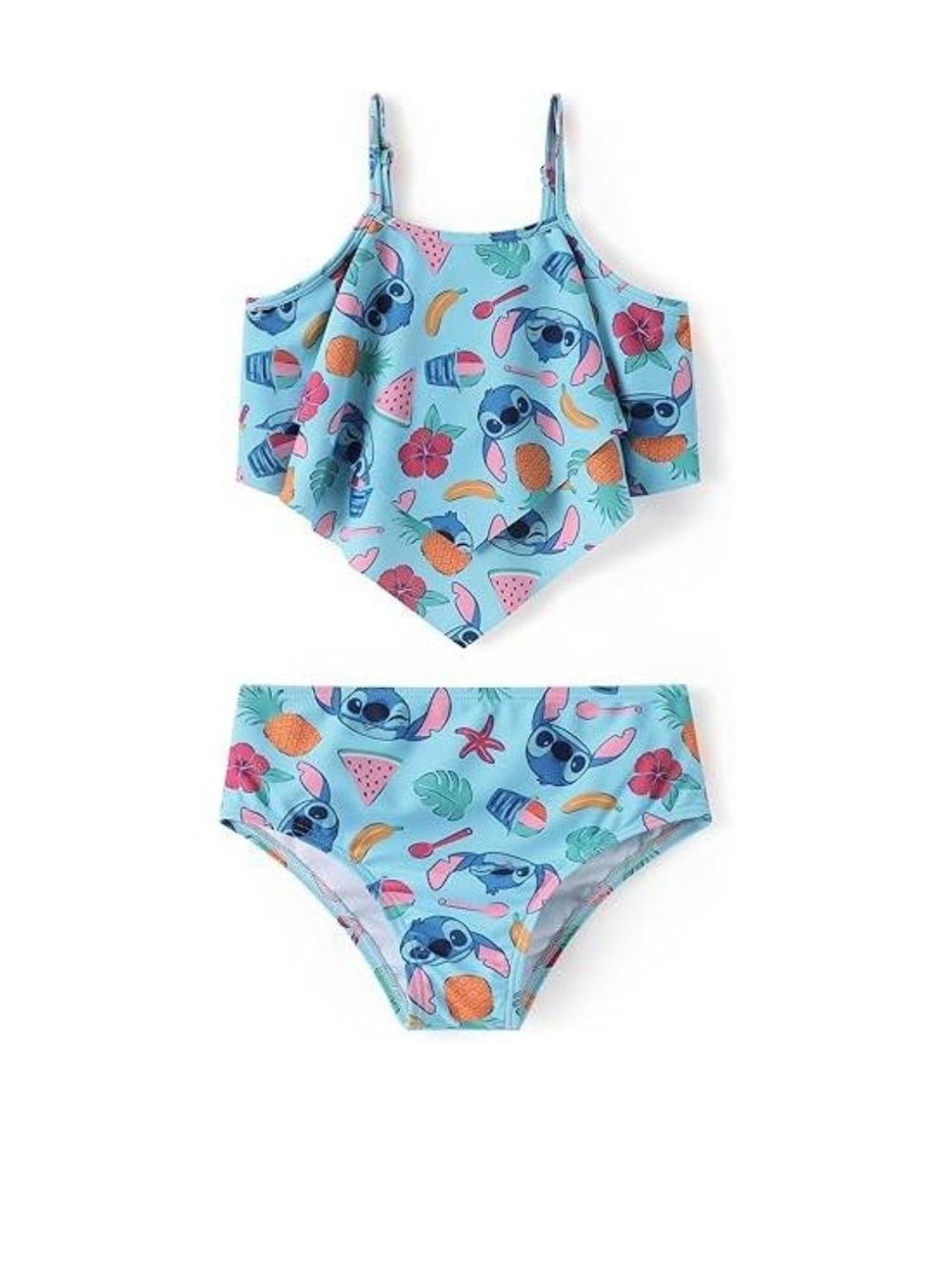 Disney Stich Light Blue Tropical Girls' Tankini Set
